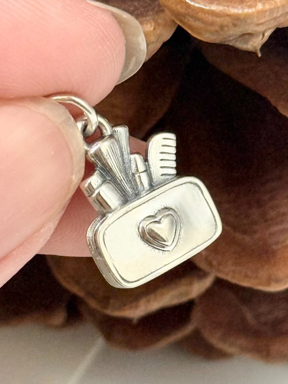 Love My Makeup Bag Charm Sterling Silver Dangle